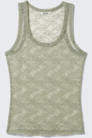 Monki Sheer Lace Sleeveless Tank Top