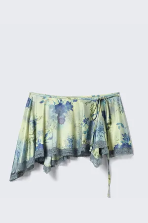 Monki Lace-Trim Satin Wrap Mini Skirt
