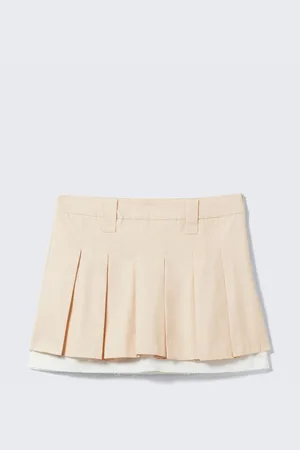 Monki Mid-Rise Pleated Mini Twill Skirt