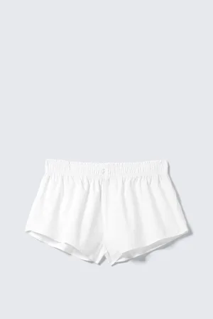 Monki Mid-Rise Cotton Poplin Pyjama Shorts