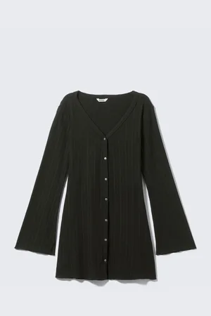 Monki Long-Sleeved V-neck Mini Dress