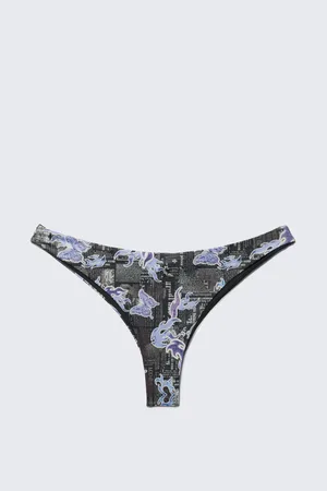 Monki Printed Brazilian Cut Bikini Bottoms