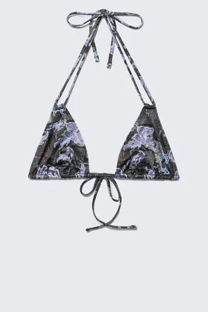 Monki Printed Triangle Halter Bikini Top