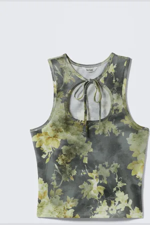 Monki Tie-Front Cotton Tank Top