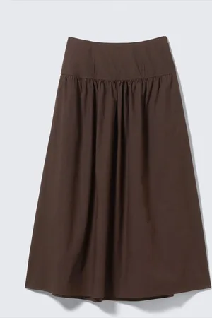 Monki Gathered Cotton Poplin Maxi Skirt