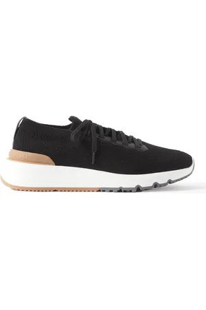 Brunello Cucinelli Leather-Trimmed Stretch-Knit Sneakers - Men - - EU 40