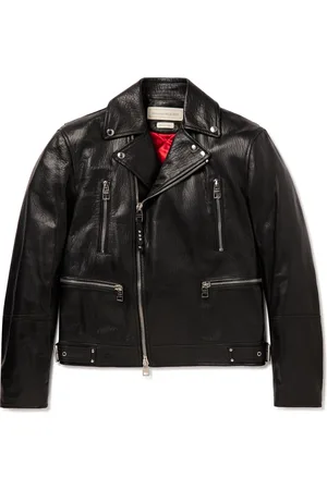 Alexander McQueen Slim-Fit Zip-Detailed Leather Biker Jacket - Men - - IT 50