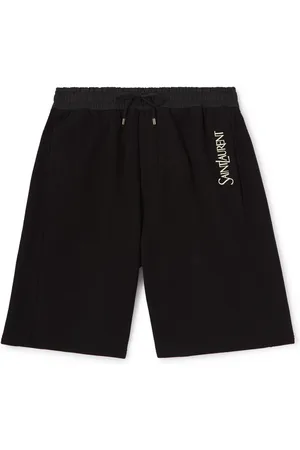 Saint Laurent Straight-Leg Logo-Embroidered Cotton-Jersey Drawstring Shorts - Men - - L