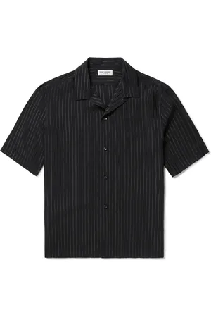 Saint Laurent Camp-Collar Striped Silk-Charmeuse Shirt - Men - - 40