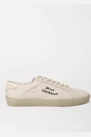 Saint Laurent SL/06 Court Classic Leather-Trimmed Logo-Embroidered Distressed Canvas Sneakers - Men - - EU 39
