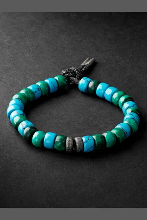 CAROLINA BUCCI Forte Beads White and Blackened Gold, Turquoise and Malachite Bracelet - Men