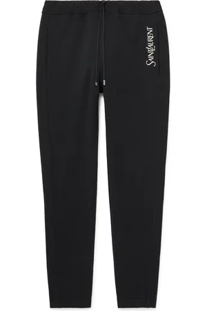 Saint Laurent Tapered Logo-Embroidered Cotton-Jersey Sweatpants - Men - - M