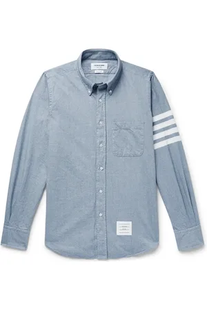 Thom Browne Button-Down Collar Striped Cotton-Flannel Shirt - Men - - 0