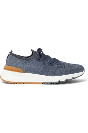 Brunello Cucinelli Suede-Trimmed Stretch-Knit Sneakers - Men - - EU 43