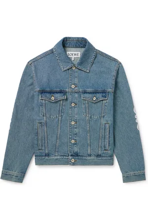 Loewe Anagram Leather-Trimmed Cutout Denim Trucker Jacket - Men - - IT 48