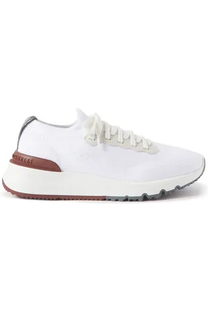 Brunello Cucinelli Leather-Trimmed Stretch-Knit Sneakers - Men - - EU 40