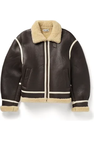 BODE Leather-Trimmed Shearling Jacket - Men - - S