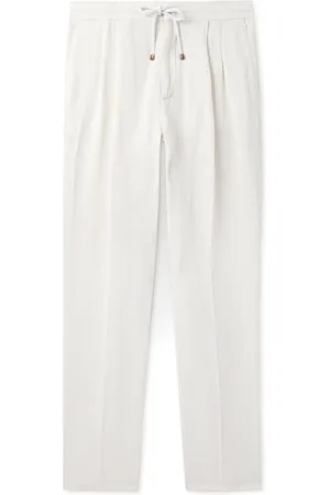 Brunello Cucinelli Straight-Leg Pleated Linen-Twill Drawstring Trousers - Men - - IT 46