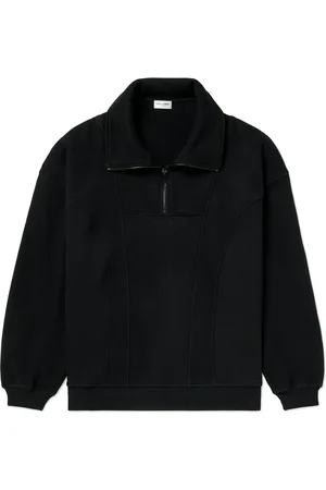 Saint Laurent Logo-Embroidered Cotton-Jersey Half-Zip Sweatshirt - Men - - S