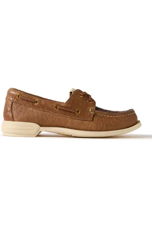 VISVIM Americana II Eye-Folk Textured-Leather Boat Shoes - Men - - US 11