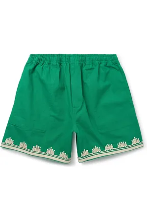 BODE Ripple Straight-Leg Embellished Grosgrain-Trimmed Cotton-Canvas Shorts - Men - - XXL
