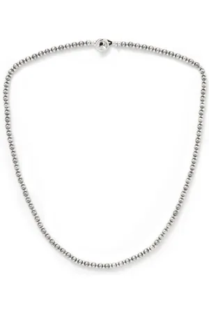 Mikia Sterling Hematite Beaded Necklace - Men