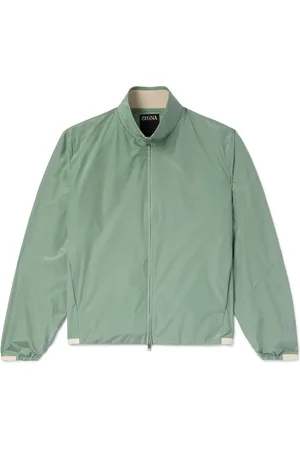 Ermenegildo Zegna Leather-Trimmed Silk Bomber Jacket - Men - - IT 50