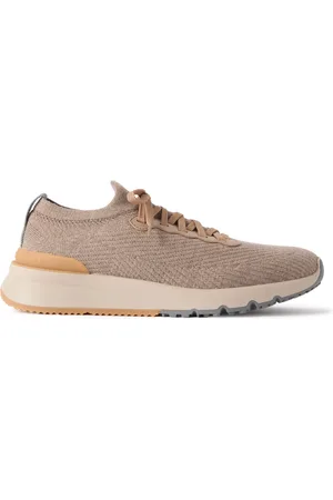 Brunello Cucinelli Leather-Trimmed Stretch-Knit Sneakers - Men - - EU 45