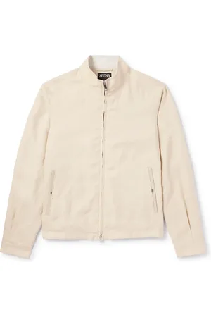 Ermenegildo Zegna Leather-Trimmed Oasi Linen Jacket - Men - - IT 48