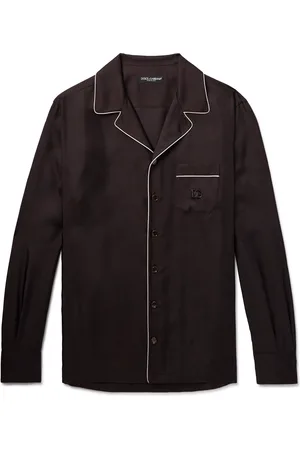 Dolce & Gabbana Camp-Collar Logo-Embroidered Silk-Twill Pyjama Shirt - Men - - EU 41
