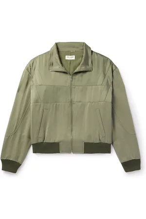Saint Laurent Logo-Embroidered Wool-Trimmed Satin Bomber Jacket - Men - - IT 54