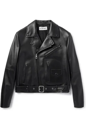 Loewe Logo-Embossed Belted Leather Biker Jacket - Men - - IT 52