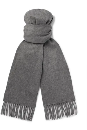 Saint Laurent Logo-Embroidered Fringed Cashmere Scarf - Men