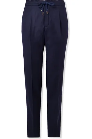 Incotex Venezia 1951 Tapered Pleated Brushed Virgin Wool-Twill Drawstring Trousers - Men - - IT 54