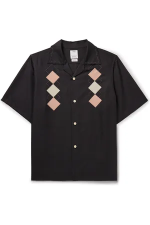 VISVIM Keesey Convertible-Collar Embroidered Appliquéd Silk-Shantung Shirt - Men - - 4