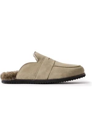 Mr P. David Shearling-Lined Suede Slippers - Men - - UK 7