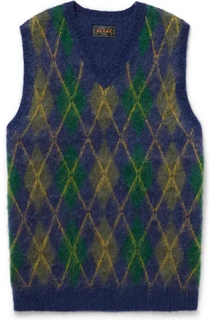Beams Brushed Argyle Jacquard Vest - Men - - XL