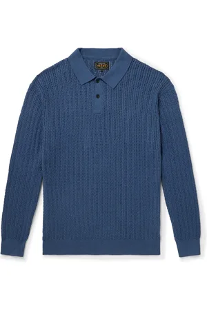 Beams Cable-Knit Cotton, Cashmere and Wool-Blend Polo Shirt - Men - - L