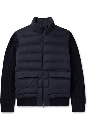 HERNO Slim-Fit Ribbed Wool and Quilted Silk and Cashmere-Blend Down Jacket - Men - - IT 54