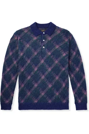 Beams Checked Brushed-Knit Polo Shirt - Men - - M