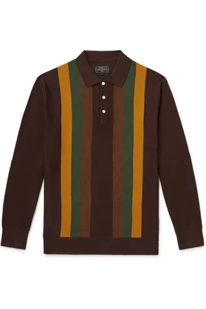 Beams Striped Wool Polo Shirt - Men - - L