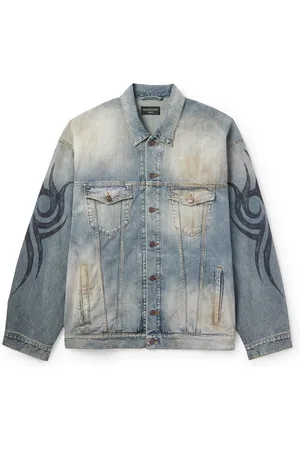 Balenciaga Oversized Distressed Printed Denim Jacket - Men - - 2