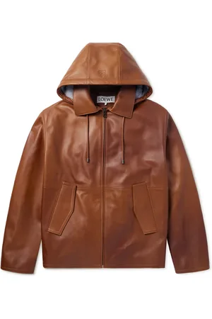 Loewe Shearling-Trimmed Leather Hooded Jacket - Men - - IT 48