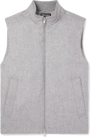 Ermenegildo Zegna Elements Leather-Trimmed Oasi Cashmere Down Gilet - Men - - IT 52