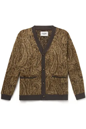 Corridor Opus Brushed Paisley-Jacquard Knitted Cardigan - Men - - M