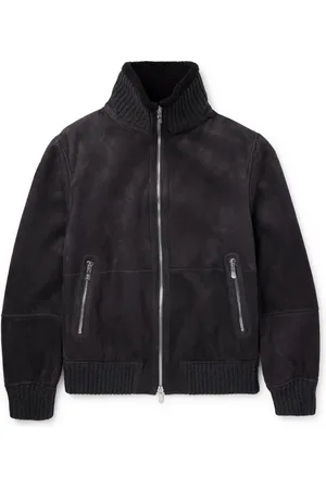 Brunello Cucinelli Ribbed Knit-Trimmed Shearling Bomber Jacket - Men - - M