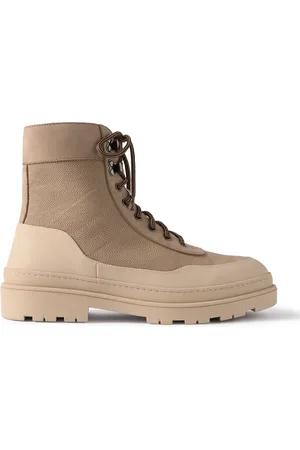 Brunello Cucinelli Rubber and Leather-Trimmed Pebble-Grain Nubuck and Mesh Hiking Boots - Men - - EU 44