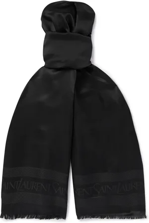Saint Laurent Logo-Jacquard Silk-Satin Scarf - Men
