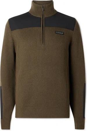 Fusalp Theodore Jersey-Trimmed Ribbed Wool Half-Zip Sweater - Men - - S