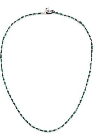 Mikia Malachite, Hematite and Silver Beaded Necklace - Men